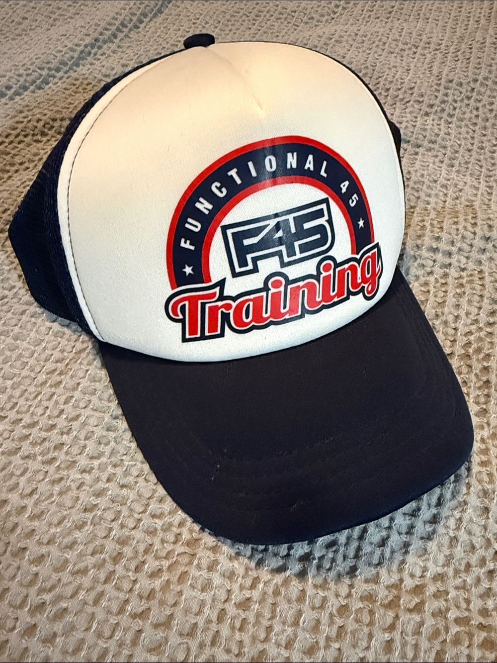 F45 Mesh Back Cap - White and Navy